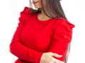 Dámské obtažené VSB šaty s nařasenými rameny červené