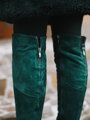 Dámské kožené kozačky nad kolena BARSA smaragdové matné