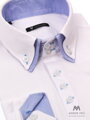 Luxusní pánská košile bílá s dvojitým vysokým límcem VS-PK-1738