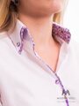 Bílá dámská košile s květinovým límcem Slim-Fit VS-DK1611