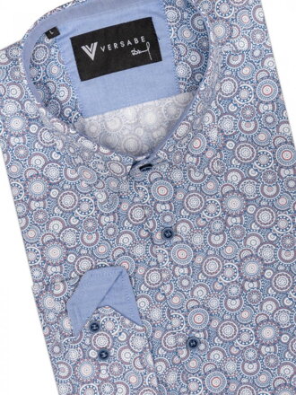 Pánská košile VS-PK-1908 světlemodrá se vzorem mandala