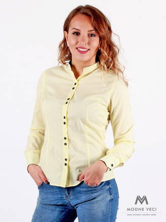 Žlutá košile se stojáčkem pro ženy ve slim fit střihu VS-DK 1733