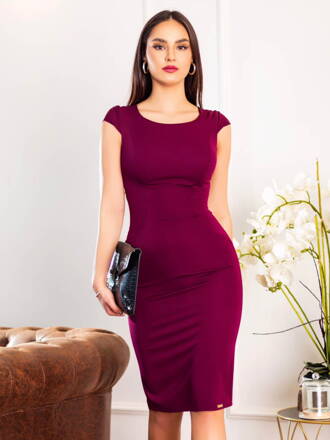 Elegantní byznys šaty ve švestkové barvě VSB LAILA 